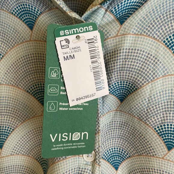 Oversized Patterned Icone Button-Down Top, Size M - Picture 6 of 6